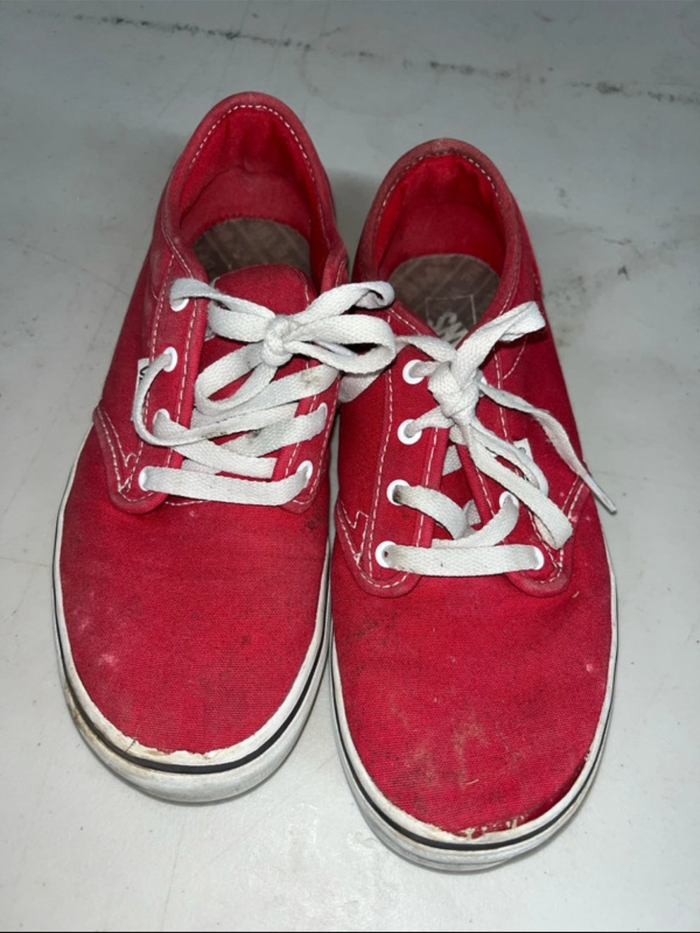 Vans Kids Red Canvas Lace-Up Sneakers with White Laces